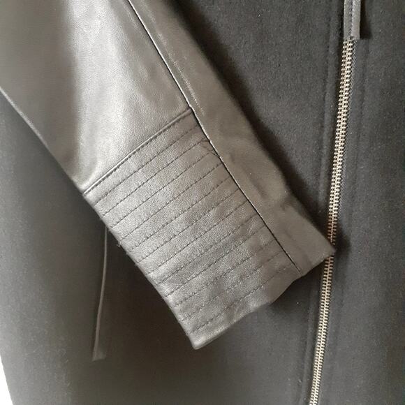 Lucky Brand Wool and Leather Mid Length Biker Jacket - Picture 6 of 11